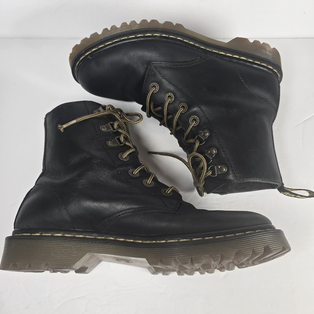 Dr. Martens Luana Black Leather Lace Up Combat Boots Women's Sz 10 - Picture 6 of 12